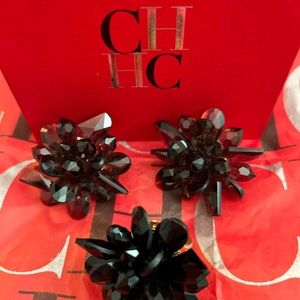 Christina Herrera Black Crystal Earrings and Ring